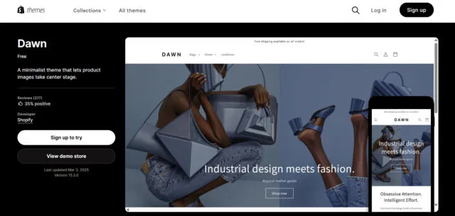 shopify テーマDAWN　の画像