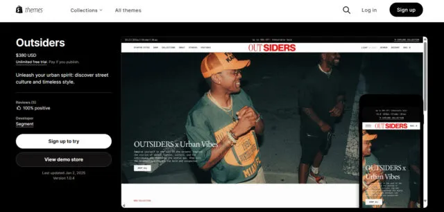 shopify テーマ　Outsiders　の画像