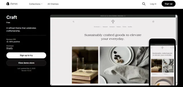 shopify テーマ　Craft の画像