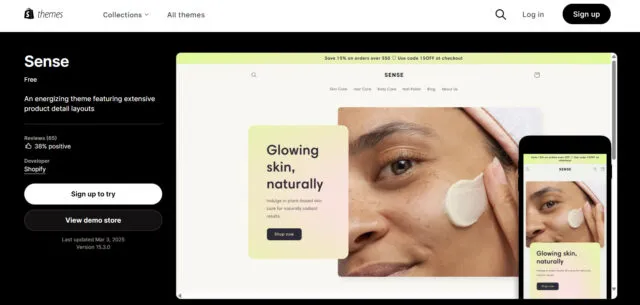 shopify テーマ　Sense　の画像