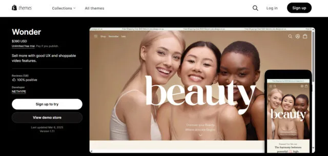 shopify テーマ　Wonder　の画像