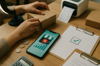 TikTokショップの梱包などをしているような画像