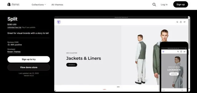 shopify テーマ　Split　の画像