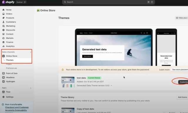 shopify 管理画面