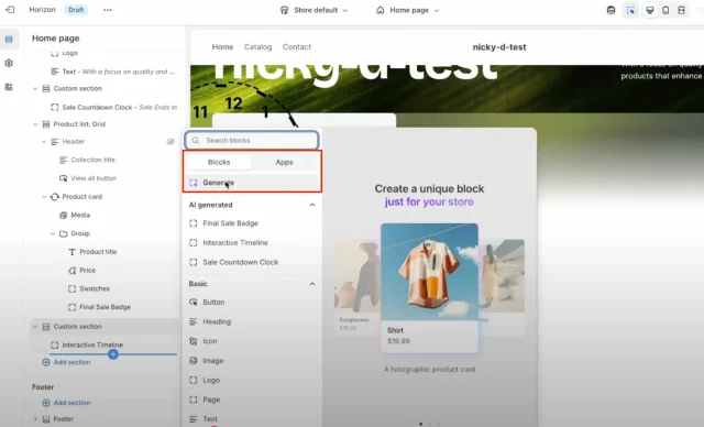 shopify管理画面